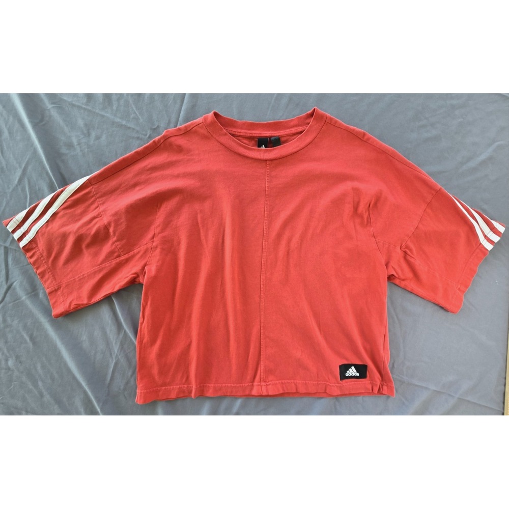 Adidas Cropped T Shirt Three Striped Copper Color W Sz S oversize
